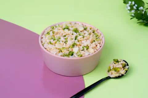 Arroz integral com amêndoas e brócolis
