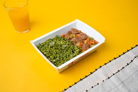Carne de panela com arroz de brócolis 