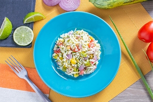 Arroz de pupunha com legumes