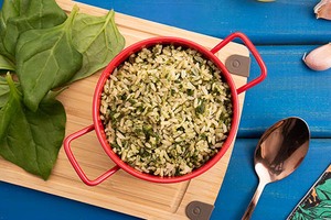 Arroz integral com espinafre da Bela Gil