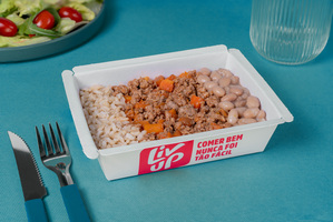 Carne moída, arroz integral e feijão carioca - 370g