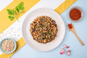 Cevadinha com cogumelos