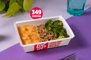 Estrogonofe de frango, arroz 7 grãos e brócolis