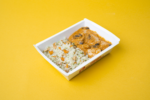 Estrogonofe de Frango e arroz de Couve-flor