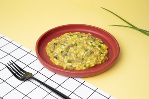 Risoto de abóbora com carne desfiada