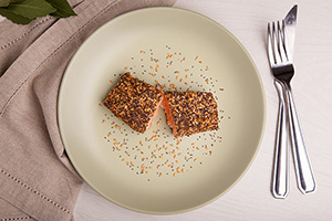 Salmão com crosta de chia e linhaça